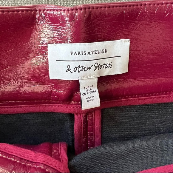 And Other Stories Patent Fitted Mini Skirt 8 Berry Pink - Picture 2 of 4